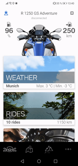 BMW Motorrad Connected App - Navigation - Download of maps