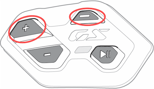 ConnectedRide Com P1 GS press menu and plus button at the same time