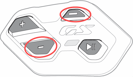 ConnectedRide Com P1 GS press the menu and minus button at the same time