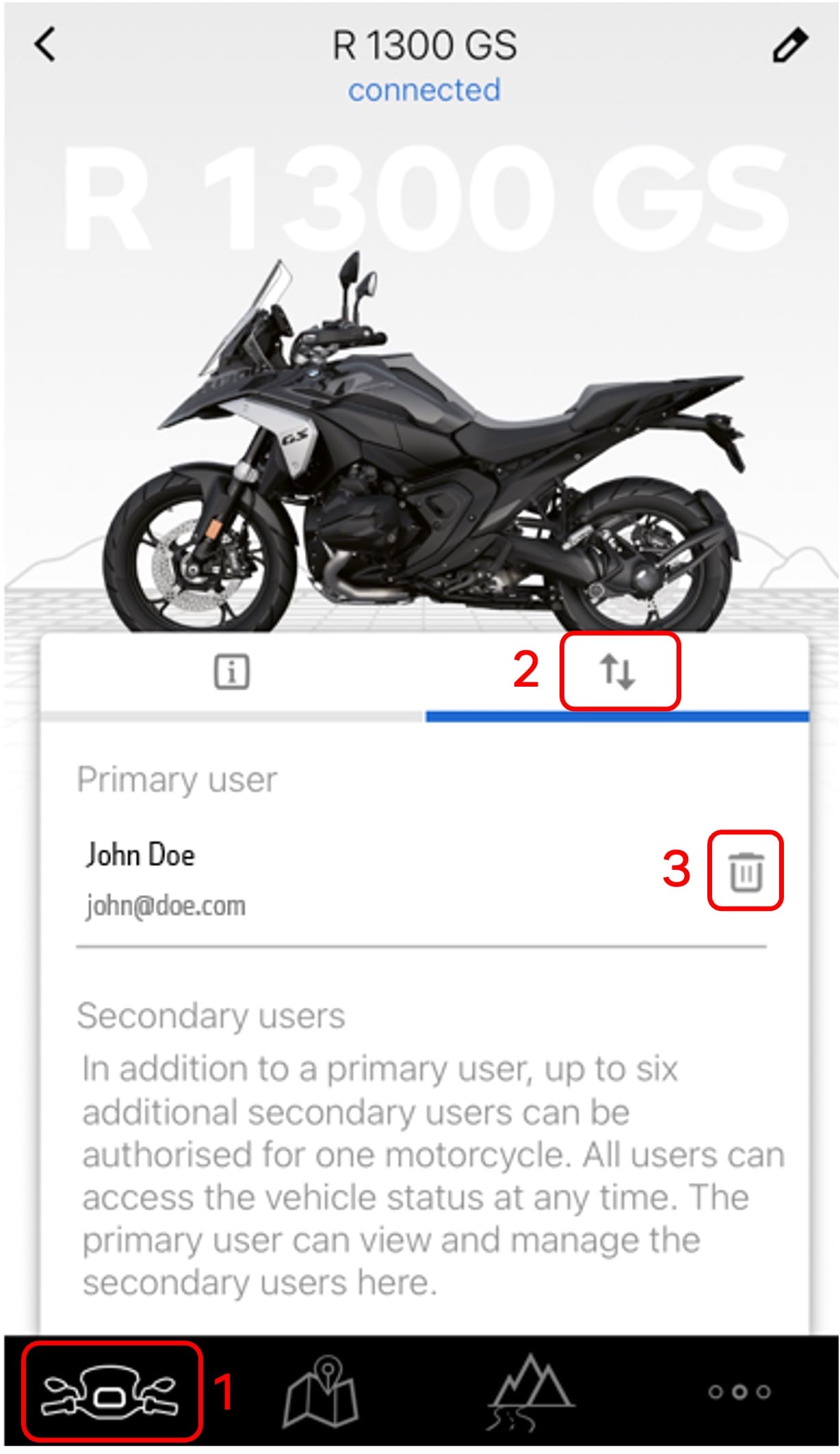 BMW Motorrad Connected App steps to deactivate Connected Services