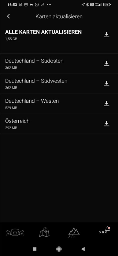 You see the BMW Motorrad Connected App with the setting maps update.